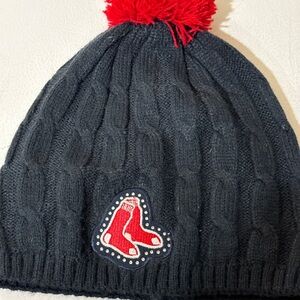 Boston Red Sox Black Knit Pom Beanie with Red Pom